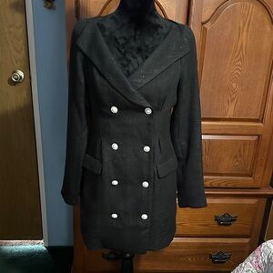 Forever 21 Black long sleeve dress with White Buttons
